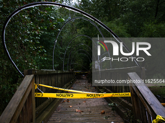 Damage from Hurricane Helene is seen in Lansing, North Carolina on September 30, 2024. (