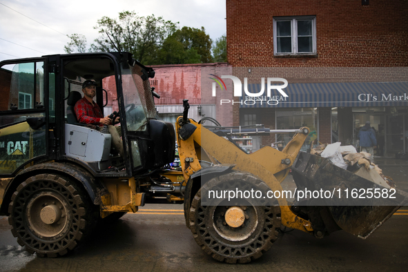 Damage from Hurricane Helene is seen in Lansing, North Carolina on September 30, 2024. 