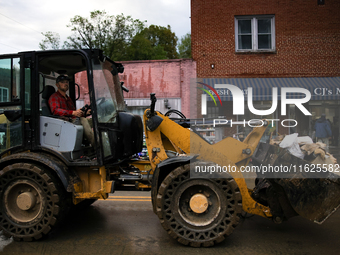 Damage from Hurricane Helene is seen in Lansing, North Carolina on September 30, 2024. (