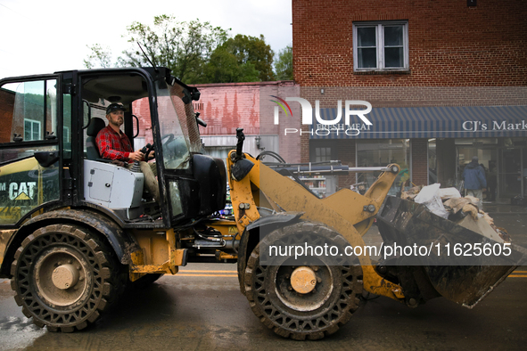 Damage from Hurricane Helene is seen in Lansing, North Carolina on September 30, 2024. 