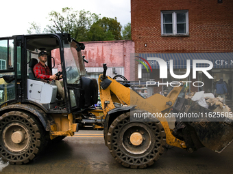 Damage from Hurricane Helene is seen in Lansing, North Carolina on September 30, 2024. (