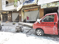 The destruction at the site of an overnight Israeli airstrike on the Laylaki, Harat Hreik, and Sant Tares neighborhoods in Beirut's southern...