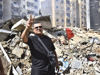 The destruction at the site of an overnight Israeli airstrike on the Laylaki, Harat Hreik, and Sant Tares neighborhoods in Beirut's southern...