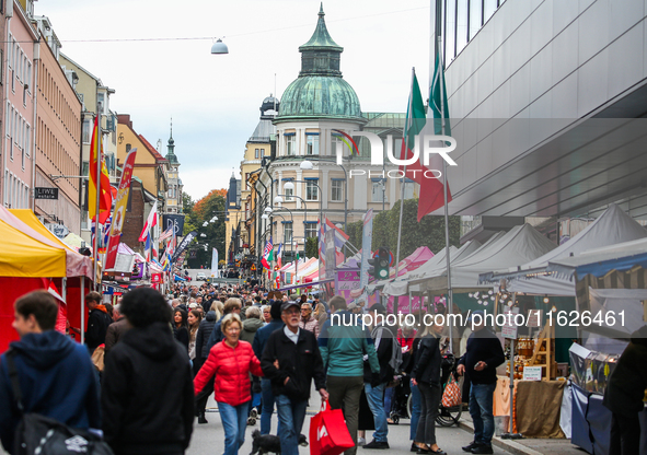 General view of the International Food Festival in Linkoping, Sweden, on October 1, 2024. The festival takes place from October 1 to 5. 