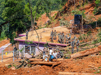 Rescue teams search for missing people in the Tikabhairab landslides caused by heavy rainfall in southern Lalitpur, Nepal, on October 01, 20...