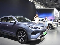 People visit the 2024 Hefei International New Energy Vehicle Exhibition in Hefei, China, on October 1, 2024. (