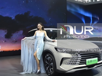 People visit the 2024 Hefei International New Energy Vehicle Exhibition in Hefei, China, on October 1, 2024. (