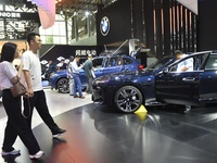 People visit the 2024 Hefei International New Energy Vehicle Exhibition in Hefei, China, on October 1, 2024. (