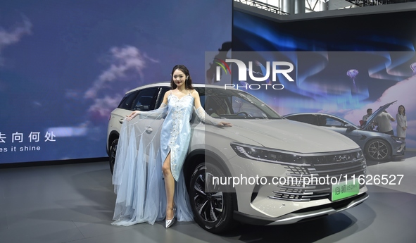 People visit the 2024 Hefei International New Energy Vehicle Exhibition in Hefei, China, on October 1, 2024. 