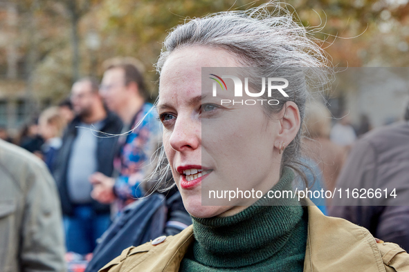 Lucie Castets, the left-wing New Popular Front (NFP - Nouveau Front Populaire) coalition's candidate for Prime Minister and an economist, wa...