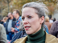 Lucie Castets, the left-wing New Popular Front (NFP - Nouveau Front Populaire) coalition's candidate for Prime Minister and an economist, wa...