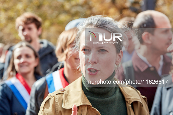 Lucie Castets, the left-wing New Popular Front (NFP - Nouveau Front Populaire) coalition's candidate for Prime Minister and an economist, wa...