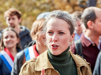 Lucie Castets, the left-wing New Popular Front (NFP - Nouveau Front Populaire) coalition's candidate for Prime Minister and an economist, wa...