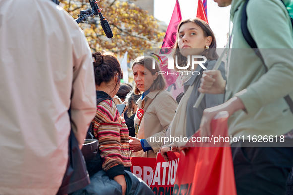 Sophie Binet, General Secretary of the French trade union General Confederation of Labour (CGT), was seen participating in a protest organiz...