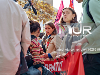 Sophie Binet, General Secretary of the French trade union General Confederation of Labour (CGT), was seen participating in a protest organiz...