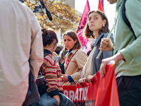 Sophie Binet, General Secretary of the French trade union General Confederation of Labour (CGT), was seen participating in a protest organiz...