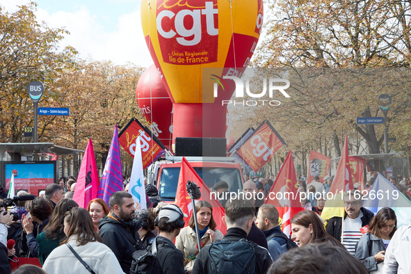 Sophie Binet, General Secretary of the French trade union General Confederation of Labour (CGT), was seen participating in a protest organiz...