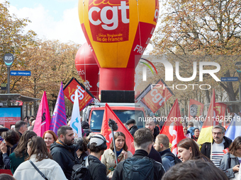 Sophie Binet, General Secretary of the French trade union General Confederation of Labour (CGT), was seen participating in a protest organiz...