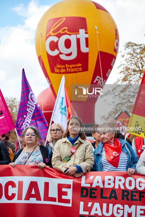 Sophie Binet, General Secretary of the French trade union General Confederation of Labour (CGT), was seen participating in a protest organiz...