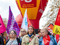 Sophie Binet, General Secretary of the French trade union General Confederation of Labour (CGT), was seen participating in a protest organiz...