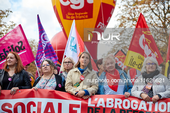 Sophie Binet, General Secretary of the French trade union General Confederation of Labour (CGT), was seen participating in a protest organiz...