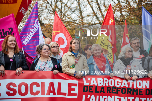 Sophie Binet, General Secretary of the French trade union General Confederation of Labour (CGT), was seen participating in a protest organiz...