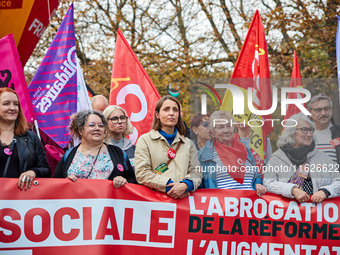 Sophie Binet, General Secretary of the French trade union General Confederation of Labour (CGT), was seen participating in a protest organiz...