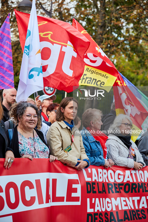 Sophie Binet, General Secretary of the French trade union General Confederation of Labour (CGT), was seen participating in a protest organiz...