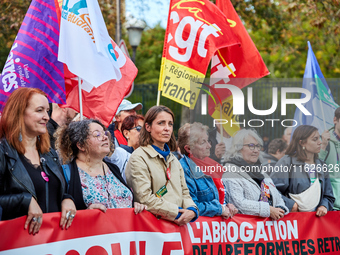 Sophie Binet, General Secretary of the French trade union General Confederation of Labour (CGT), was seen participating in a protest organiz...