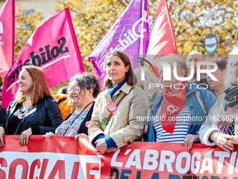 Sophie Binet, General Secretary of the French trade union General Confederation of Labour (CGT), was seen participating in a protest organiz...