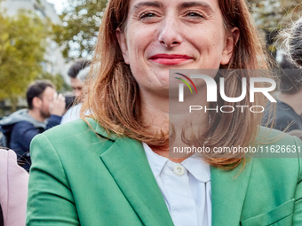 Marine Tondelier, France's National Secretary of Les Ecologistes-EELV, was seen participating in a protest organized by the CGT union for st...