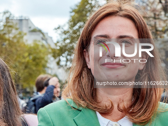 Marine Tondelier, France's National Secretary of Les Ecologistes-EELV, was seen participating in a protest organized by the CGT union for st...