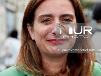 Marine Tondelier, France's National Secretary of Les Ecologistes-EELV, was seen participating in a protest organized by the CGT union for st...