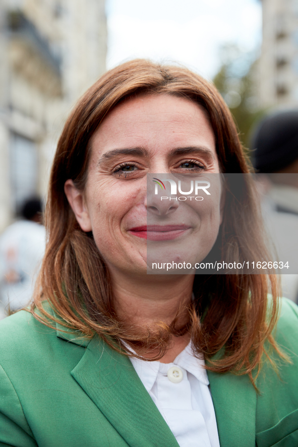 Marine Tondelier, France's National Secretary of Les Ecologistes-EELV, was seen participating in a protest organized by the CGT union for st...