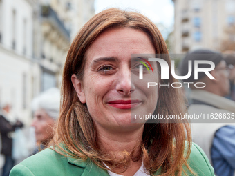 Marine Tondelier, France's National Secretary of Les Ecologistes-EELV, was seen participating in a protest organized by the CGT union for st...