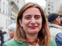 Marine Tondelier, France's National Secretary of Les Ecologistes-EELV, was seen participating in a protest organized by the CGT union for st...