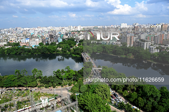 A general view of the Bangladeshi capital city Dhaka in Dhaka, Bangladesh, on October 1, 2024. Despite improvements in scores across the boa...