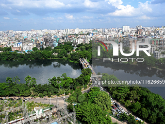 A general view of the Bangladeshi capital city Dhaka in Dhaka, Bangladesh, on October 1, 2024. Despite improvements in scores across the boa...