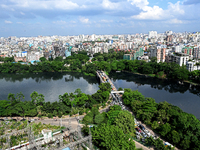 A general view of the Bangladeshi capital city Dhaka in Dhaka, Bangladesh, on October 1, 2024. Despite improvements in scores across the boa...