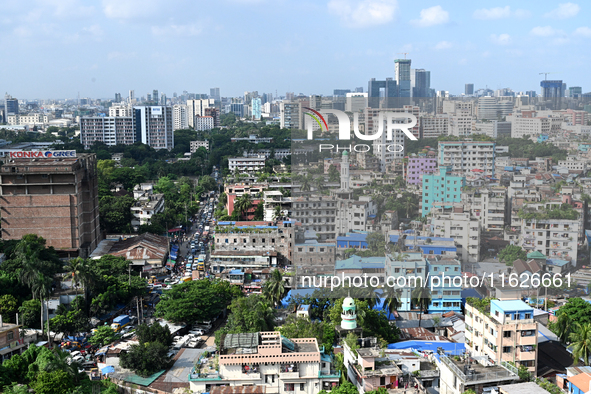 A general view of the Bangladeshi capital city Dhaka in Dhaka, Bangladesh, on October 1, 2024. Despite improvements in scores across the boa...