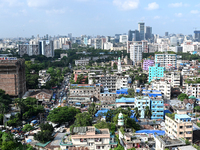 A general view of the Bangladeshi capital city Dhaka in Dhaka, Bangladesh, on October 1, 2024. Despite improvements in scores across the boa...