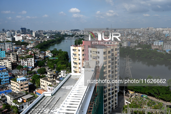 A general view of the Bangladeshi capital city Dhaka in Dhaka, Bangladesh, on October 1, 2024. Despite improvements in scores across the boa...