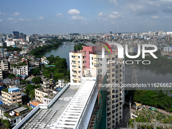 A general view of the Bangladeshi capital city Dhaka in Dhaka, Bangladesh, on October 1, 2024. Despite improvements in scores across the boa...