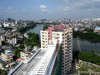 A general view of the Bangladeshi capital city Dhaka in Dhaka, Bangladesh, on October 1, 2024. Despite improvements in scores across the boa...