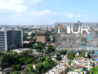 A general view of the Bangladeshi capital city Dhaka in Dhaka, Bangladesh, on October 1, 2024. Despite improvements in scores across the boa...