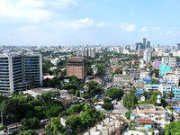 A general view of the Bangladeshi capital city Dhaka in Dhaka, Bangladesh, on October 1, 2024. Despite improvements in scores across the boa...