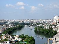 A general view of the Bangladeshi capital city Dhaka in Dhaka, Bangladesh, on October 1, 2024. Despite improvements in scores across the boa...