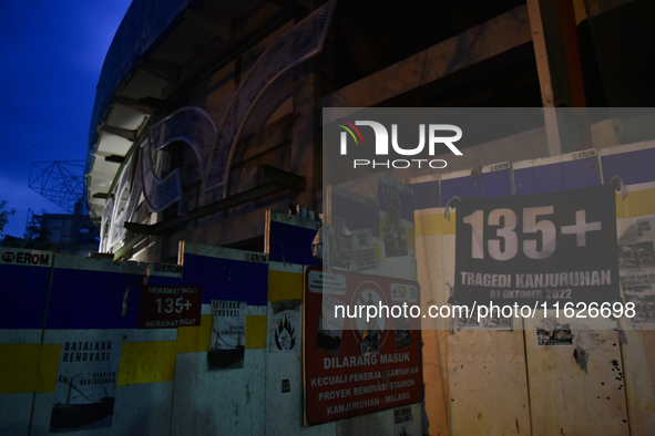 The stadium undergoes renovation during a prayer vigil to commemorate the second anniversary of the soccer tragedy that killed 135 people on...