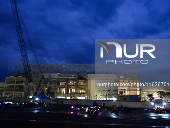 The stadium undergoes renovation during a prayer vigil to commemorate the second anniversary of the soccer tragedy that killed 135 people on...