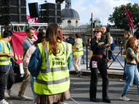 Environmentalists from Alternatia and MC Danse pour le climat demonstrate against Michel Barnier's government, in Paris, France, on October...